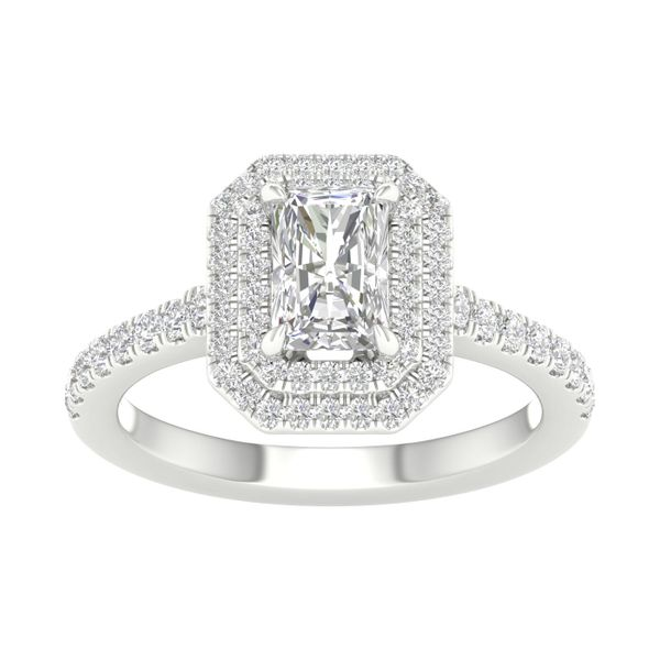 Double Halo Engagement Ring (Emerald + Radiant) Cellini Design Jewelers Orange, CT