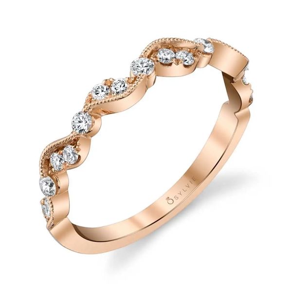UNIQUE ROSE GOLD STACKABLE WEDDING BAND - NATHALIE Cellini Design Jewelers Orange, CT