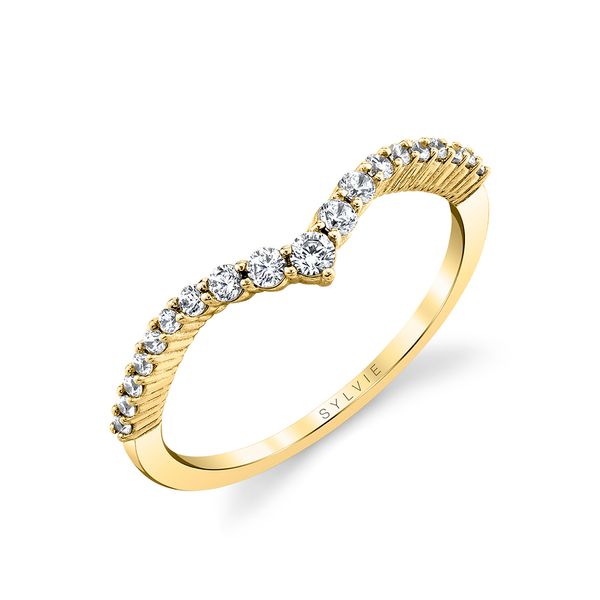 Curved Chevron Diamond Wedding Band Cellini Design Jewelers Orange, CT