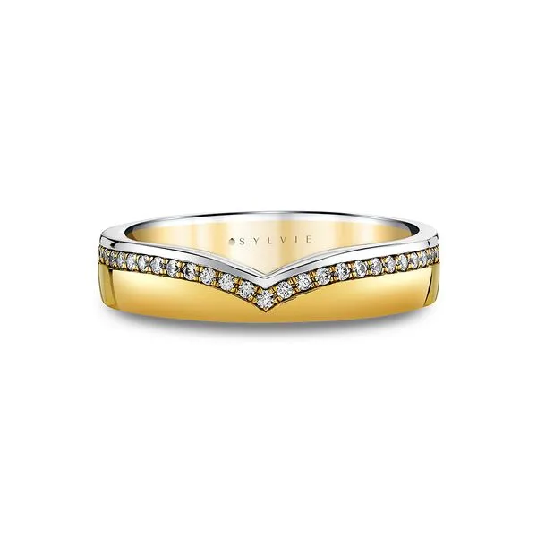 Iconelle Shell Tip Two Tone Wedding Ring Image 3 Cellini Design Jewelers Orange, CT