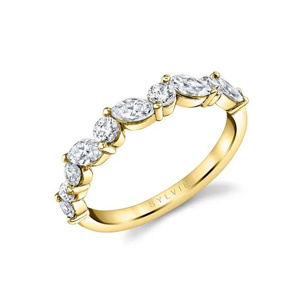 Alternating Marquise And Round Wedding Band Image 2 Cellini Design Jewelers Orange, CT
