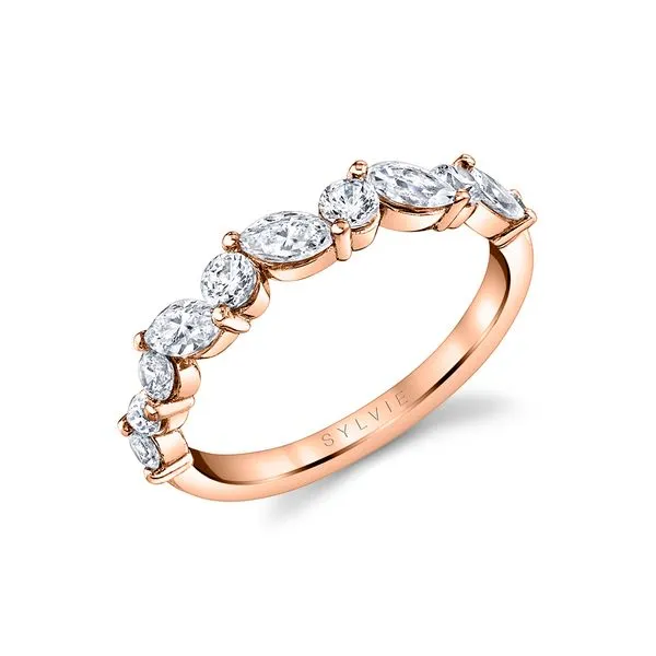 Alternating Marquise And Round Wedding Band Image 3 Cellini Design Jewelers Orange, CT