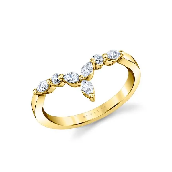 Marquise and Round Curved Wedding Band Image 2 Cellini Design Jewelers Orange, CT
