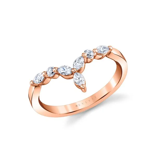 Marquise and Round Curved Wedding Band Image 3 Cellini Design Jewelers Orange, CT
