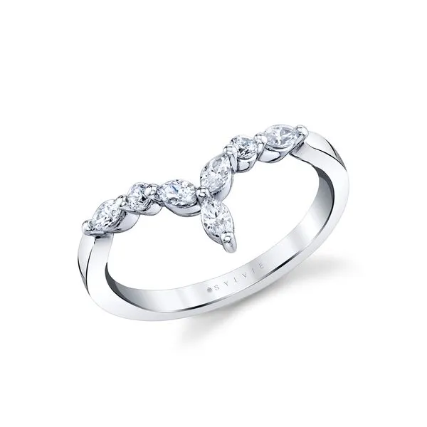 Marquise and Round Curved Wedding Band Cellini Design Jewelers Orange, CT