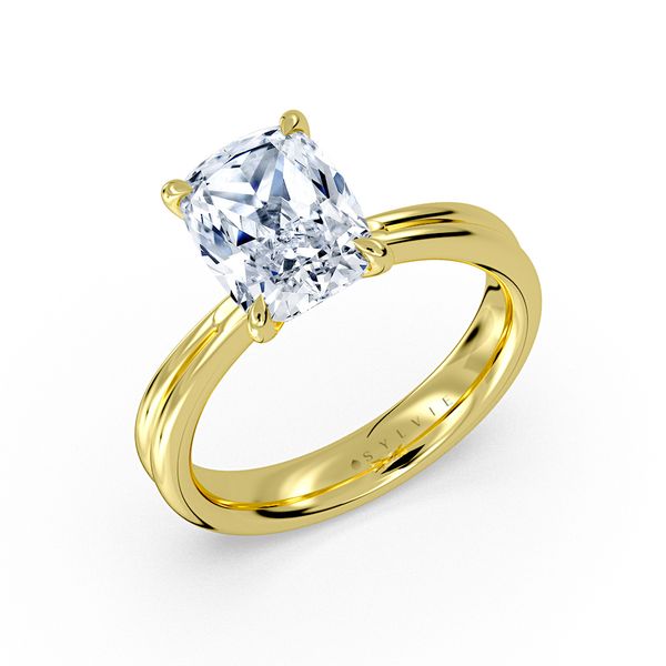 Tapered Double Band Solitaire Engagement Ring Cellini Design Jewelers Orange, CT