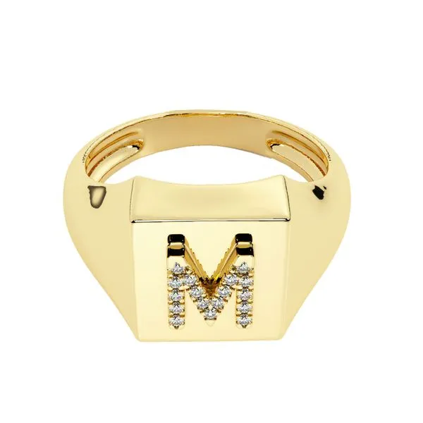 SQUARE SIGNET RING WITH LETTER M Image 2 Cellini Design Jewelers Orange, CT