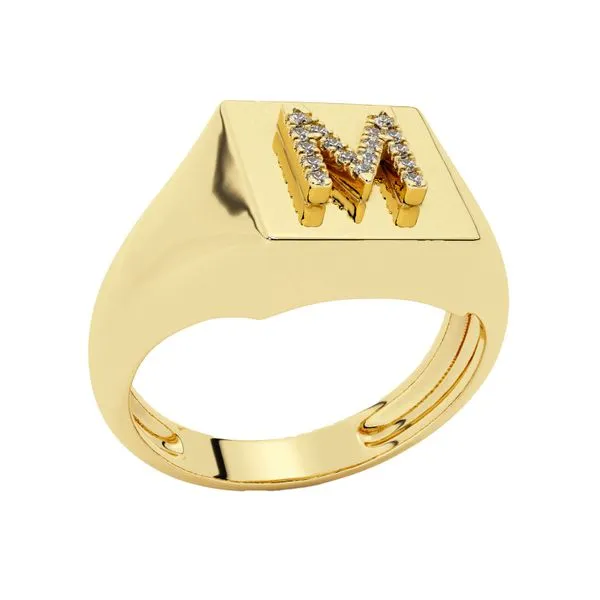 SQUARE SIGNET RING WITH LETTER M Cellini Design Jewelers Orange, CT