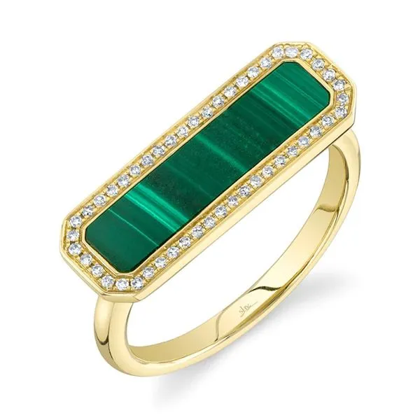 KATE COLLECTION MALACHITE AND DIAMOND BAR RING Cellini Design Jewelers Orange, CT
