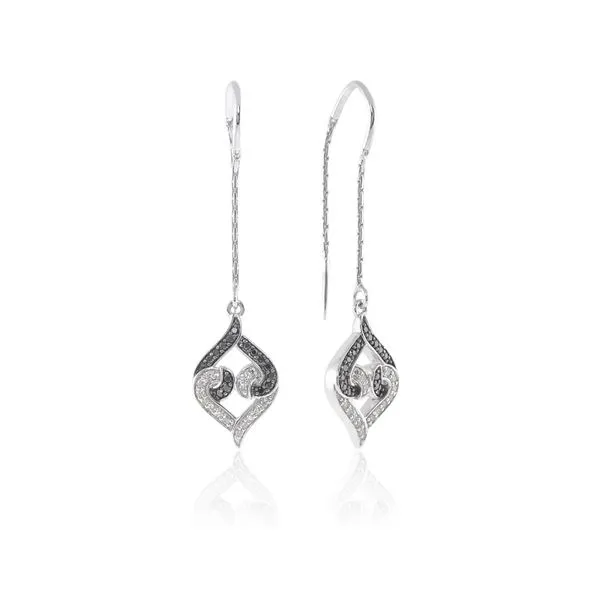 Silver Sapphires Earrings | Sterling Silver Black & White Sapphires Threader Earrings Cellini Design Jewelers Orange, CT
