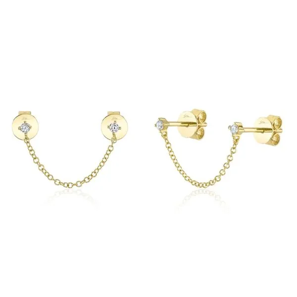 0.09CT DIAMOND DOUBLE STUD CHAIN EARRING Cellini Design Jewelers Orange, CT