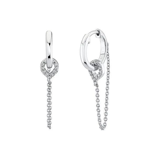 Hoop Shell Chain Diamond Earrings Cellini Design Jewelers Orange, CT