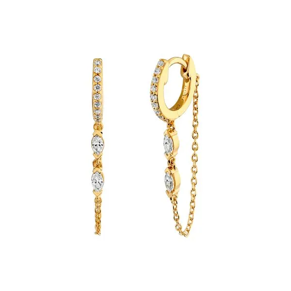 Hoop Chain Diamond Earrings Cellini Design Jewelers Orange, CT