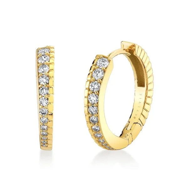 Linéaire Fine Line Graduated Diamond Hoop Earrings Cellini Design Jewelers Orange, CT