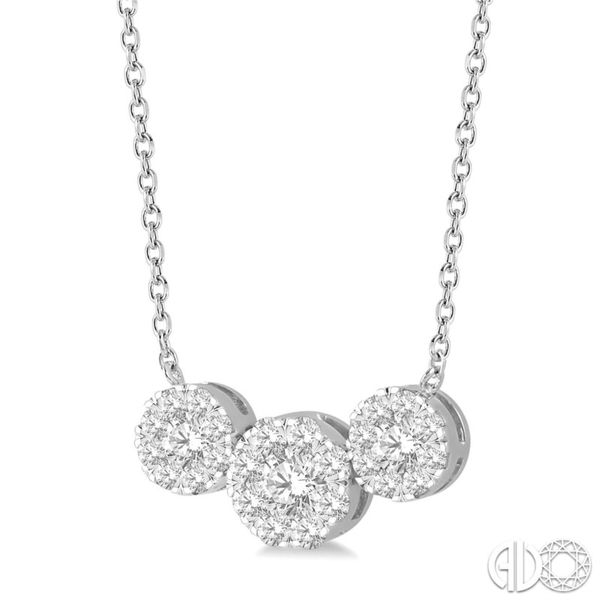 1 Ctw Triple Circle Lovebright Round Cut Diamond Necklace in 14K White Gold Cellini Design Jewelers Orange, CT