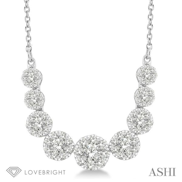 1 Ctw Round Cut Diamond Lovebright Necklace in 14K White Gold Cellini Design Jewelers Orange, CT