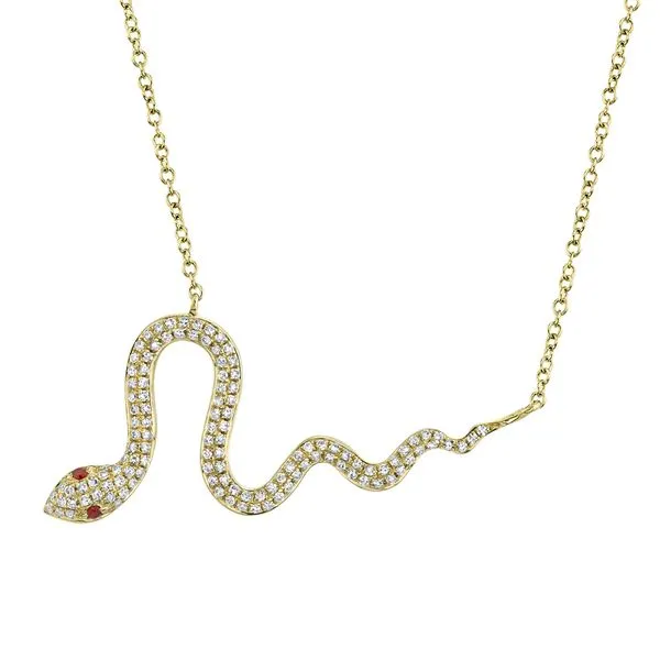 DIAMOND & RUBY SNAKE NECKLACE Cellini Design Jewelers Orange, CT