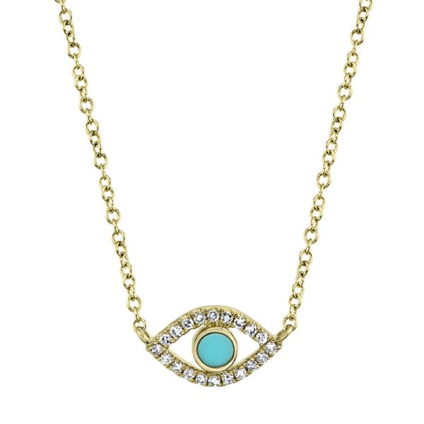 Composite Turquoise Eye Diamond Pendant Cellini Design Jewelers Orange, CT