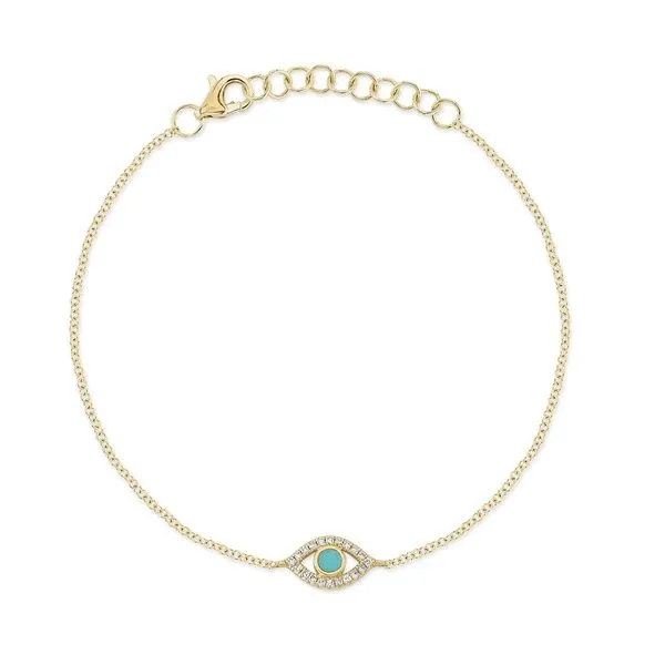 DIAMOND & COMPOSITE TURQUOISE EYE BRACELET Cellini Design Jewelers Orange, CT