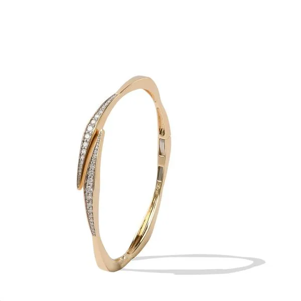 Gold Bypass Bangle | Gold White Diamond Bypass Bangle Cellini Design Jewelers Orange, CT