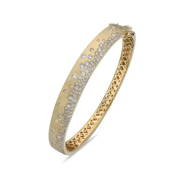 Diamond Flush Set Bangle, Satin Finish Cellini Design Jewelers Orange, CT