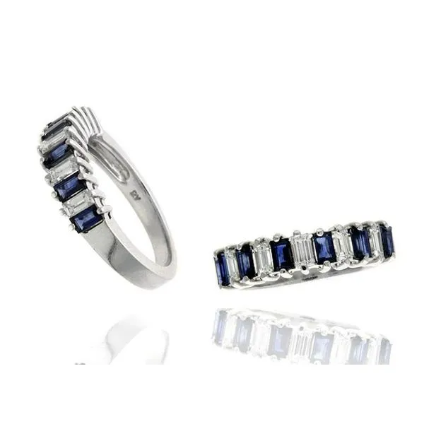 SAPPHIRE & DIAMOND BAGUETTE RING Cellini Design Jewelers Orange, CT