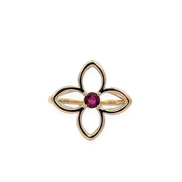 CLOVER RING WITH HT RUBY Cellini Design Jewelers Orange, CT