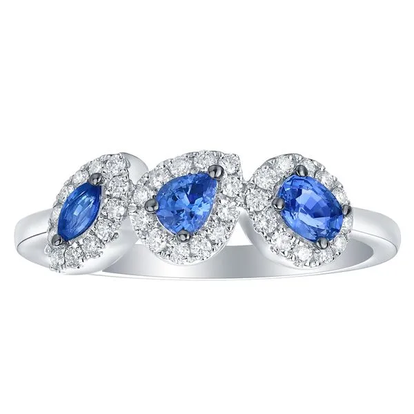 HALO RING WITH HT SAPPHIRE AND DIAMONDS Cellini Design Jewelers Orange, CT
