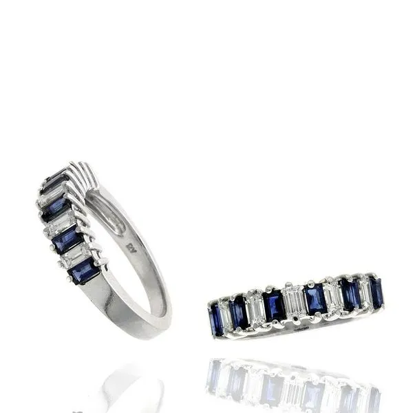Sapphire Baguette and Diamond Band Ring Cellini Design Jewelers Orange, CT