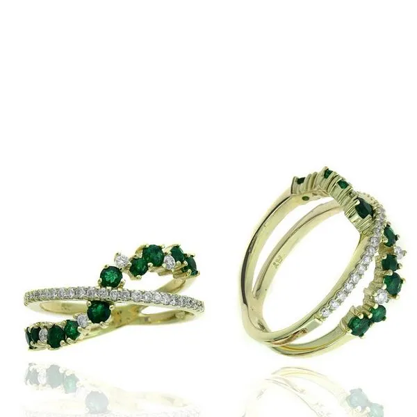 Round Emerald and Diamond Ring Cellini Design Jewelers Orange, CT