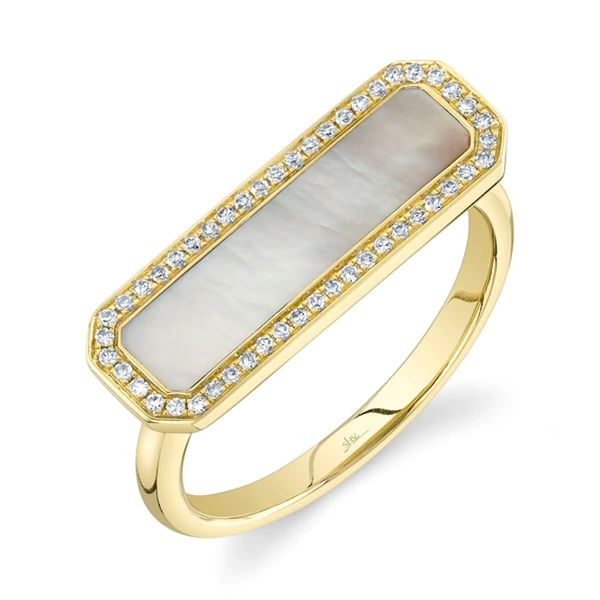 KATE COLLECTION 0.11CT DIAMOND & 1.05CT MOTHER OF PEARL BAR RING Cellini Design Jewelers Orange, CT
