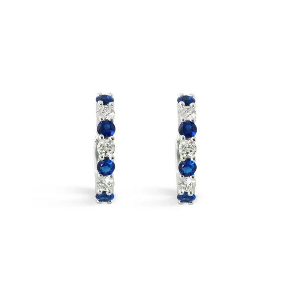 ALTERNATING HT SAPPHIRE AND DIAMOND HUGGIES Cellini Design Jewelers Orange, CT