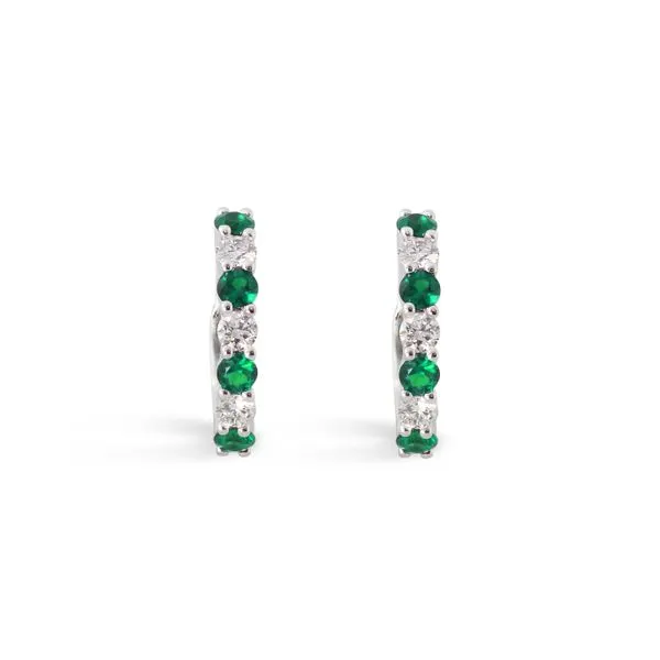ALTERNATING ENHANCED EMERALD AND DIAMOND HUGGIES Cellini Design Jewelers Orange, CT