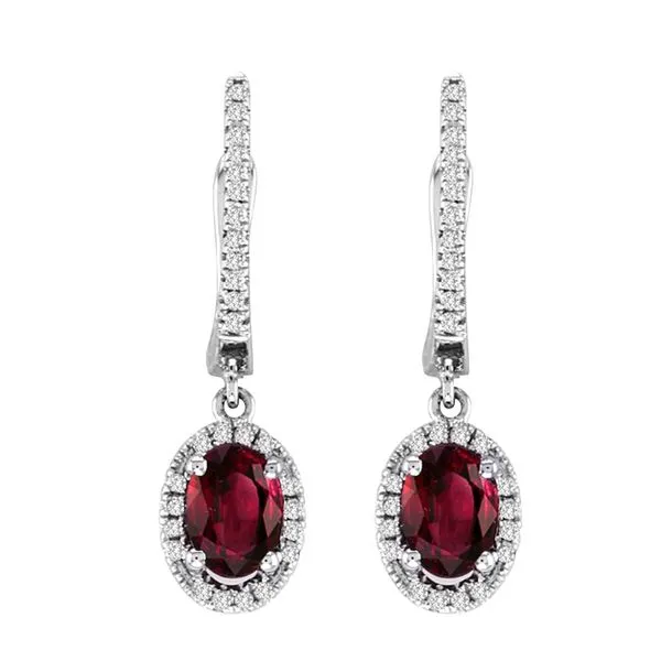 HALO DROP EARRINGS WITH HT RUBY AND DIAMONDS Cellini Design Jewelers Orange, CT
