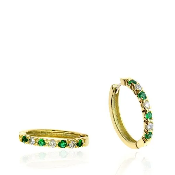 Diamond and Emerald Hoop Earrings Cellini Design Jewelers Orange, CT