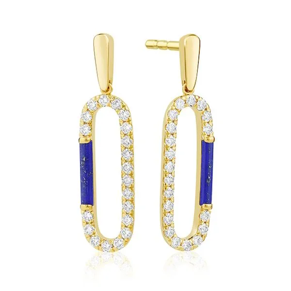 LAPIS & DIAMOND DANGLE EARRINGS Cellini Design Jewelers Orange, CT