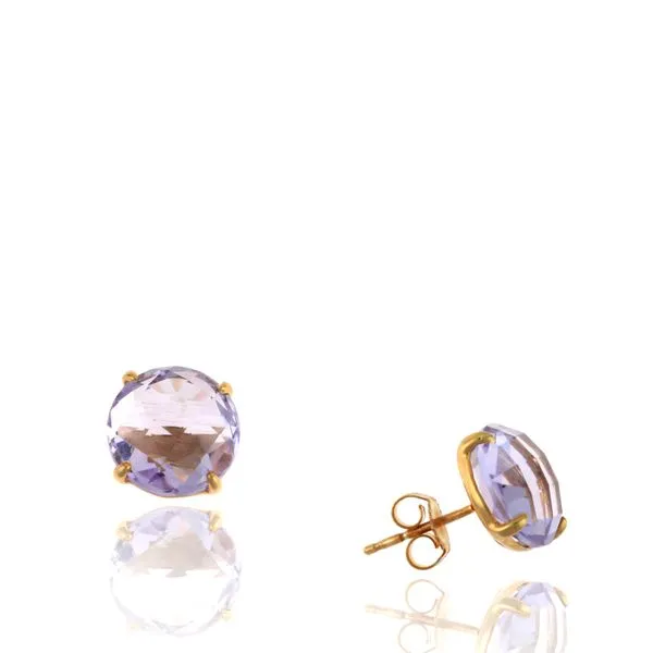 Round Amethyst Stud Earrings Cellini Design Jewelers Orange, CT