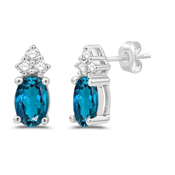 STUD EARRINGS WITH LONDON BLUE TOPAZ AND DIAMONDS Cellini Design Jewelers Orange, CT