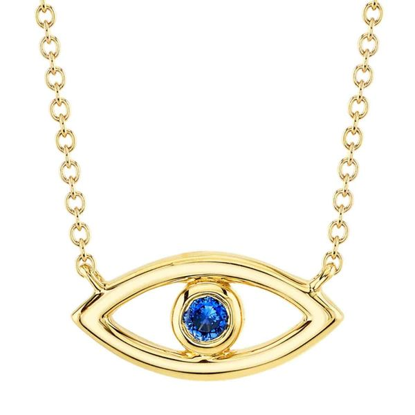 BLUE SAPPHIRE BEZEL EYE NECKLACE Cellini Design Jewelers Orange, CT