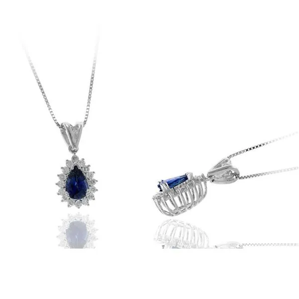 SAPPHIRE & DIAMOND PENDANT Cellini Design Jewelers Orange, CT