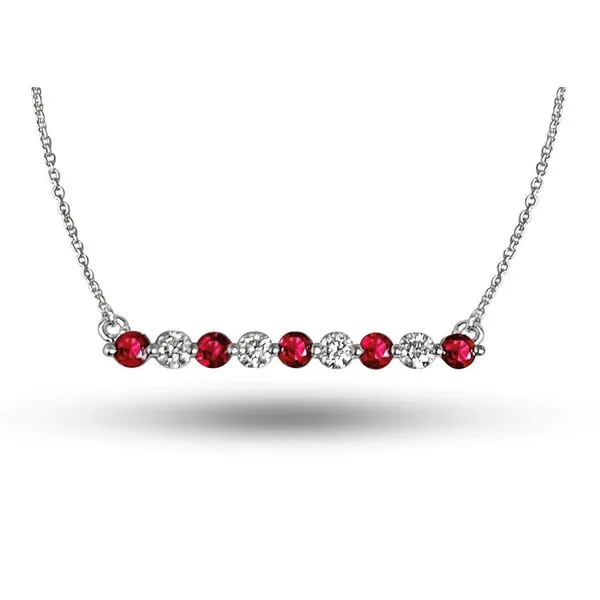 ALTERNATING STRAIGHT BAR WITH ENHANCED RUBY'S AND DIAMONDS Cellini Design Jewelers Orange, CT