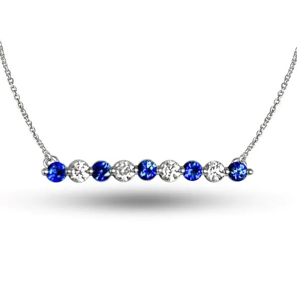 ALTERNATING ENHANCED SAPPHIRE AND DIAMOND STRAIGHT BAR PENDANT Cellini Design Jewelers Orange, CT