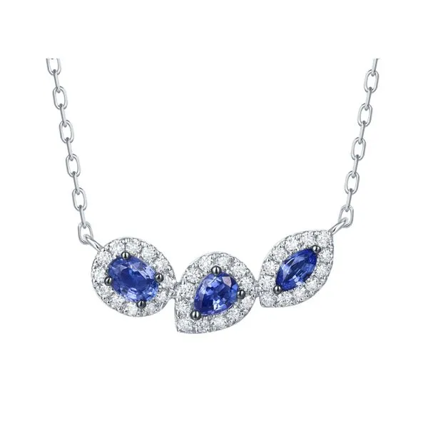 HALO PENDANT WITH HT SAPPHIRE AND DIAMONDS Cellini Design Jewelers Orange, CT