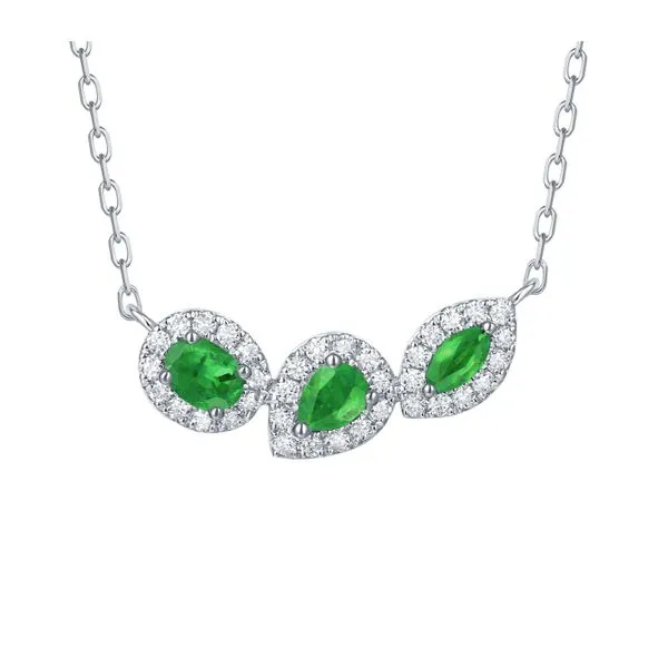 HALO PENDANT WITH ENHANCED EMERALDS AND DIAMONDS Cellini Design Jewelers Orange, CT