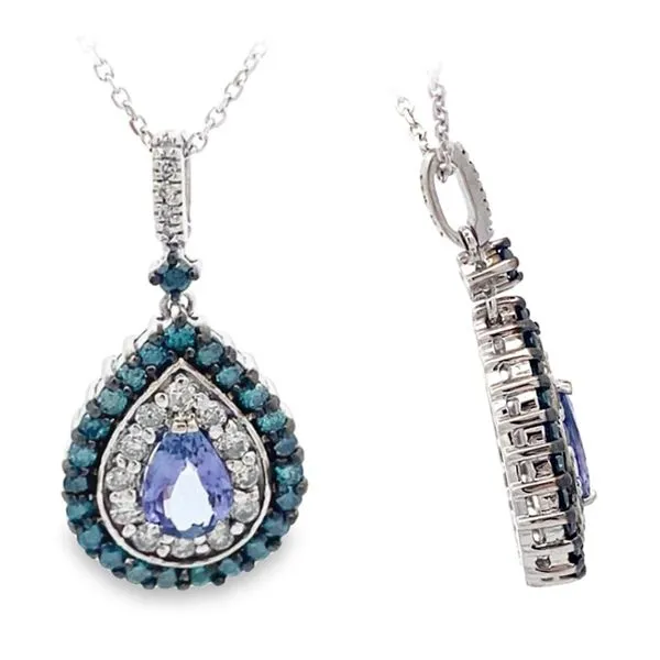 TANZINITE & BLUE AND WHITE DIAMOND PENDANT Cellini Design Jewelers Orange, CT
