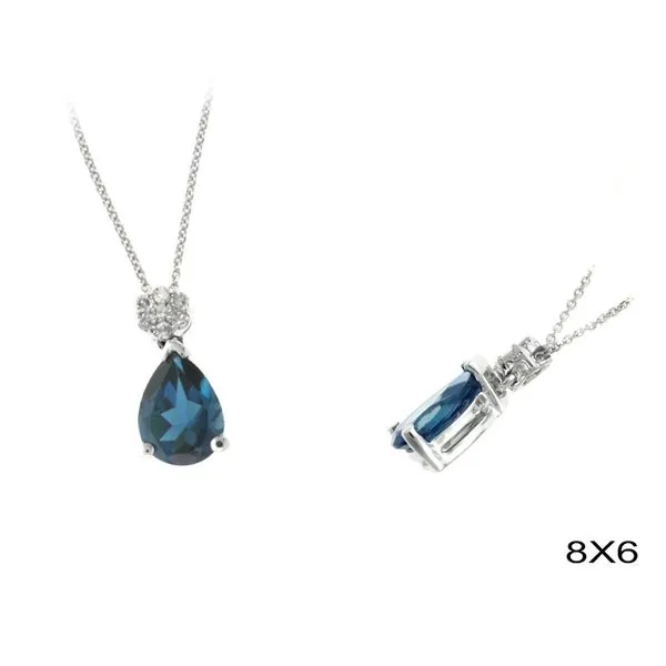 BLUE TOPAZ & DIAMOND PENDANT Cellini Design Jewelers Orange, CT