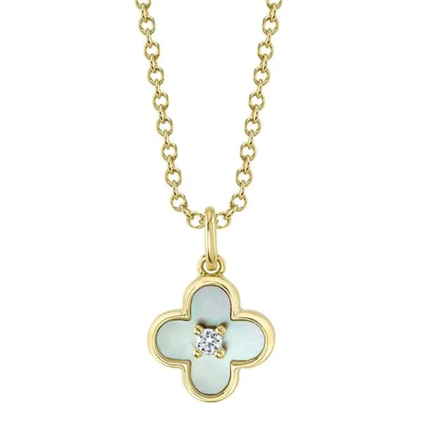KATE COLLECTION 0.02CT DIAMOND & 0.33CT MOTHER OF PEARL CLOVER NECKLACE Cellini Design Jewelers Orange, CT