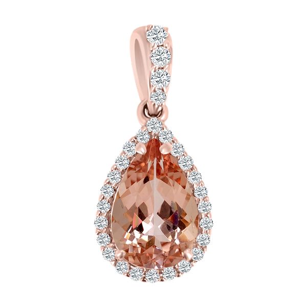 Rose Gold Morganite and Diamond Pendant Cellini Design Jewelers Orange, CT