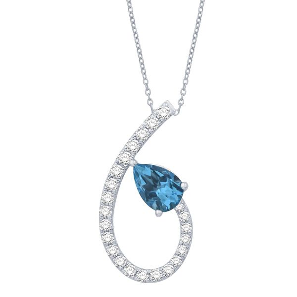 SWIRL BLUE TOPAZ AND DIAMOND PENDANT Cellini Design Jewelers Orange, CT