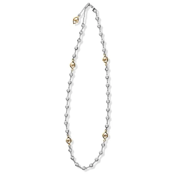 Silver & Gold Necklace | Sterling Silver Yellow Gold White Sapphire Woven Hearts Necklace Cellini Design Jewelers Orange, CT